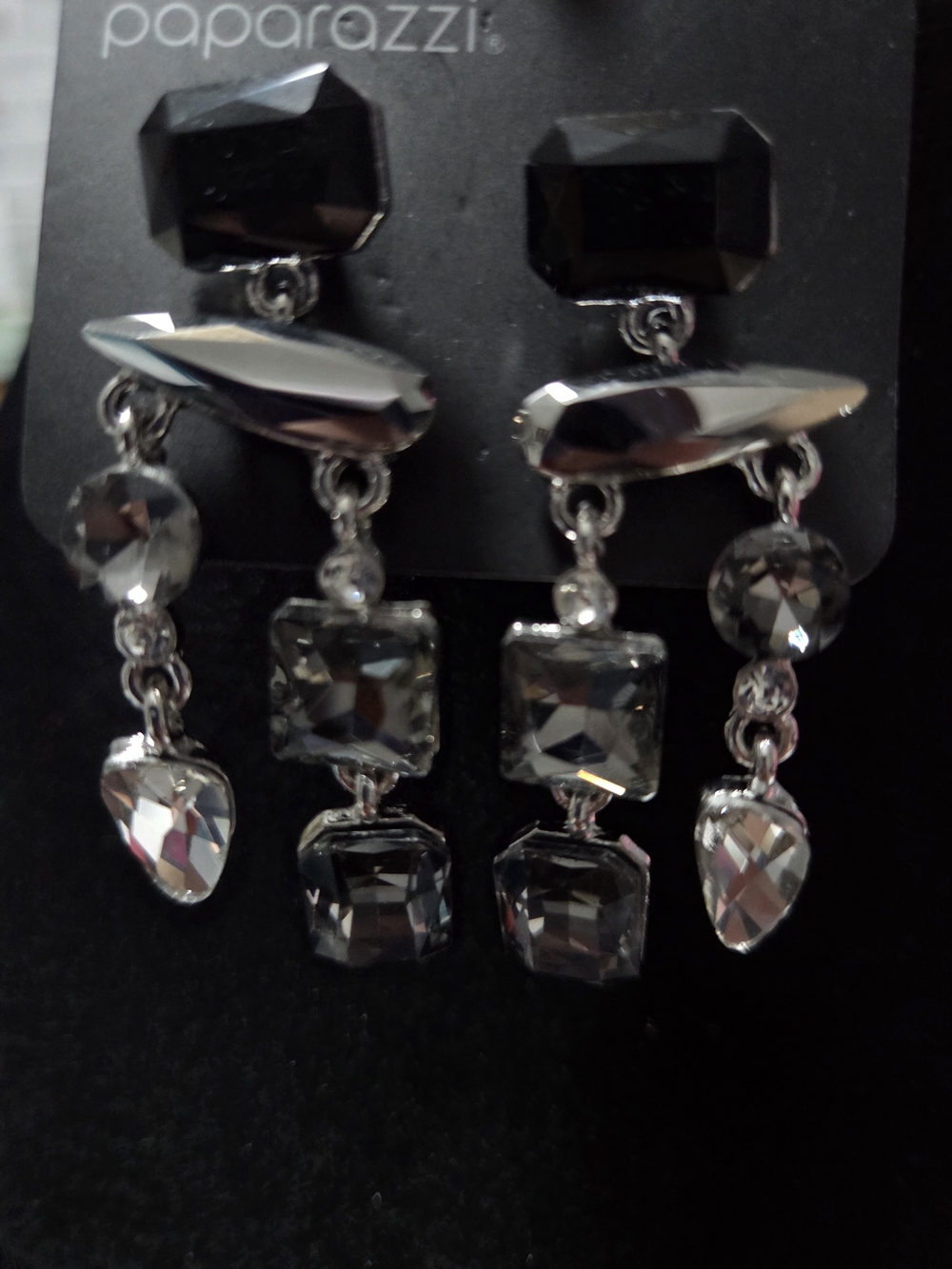 256# paparazzi Smoky Crystal Drop Chandelier Earrings